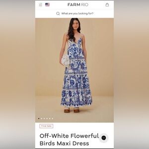 NEW Farm Rio off white flowerful birds maxi dress (S)